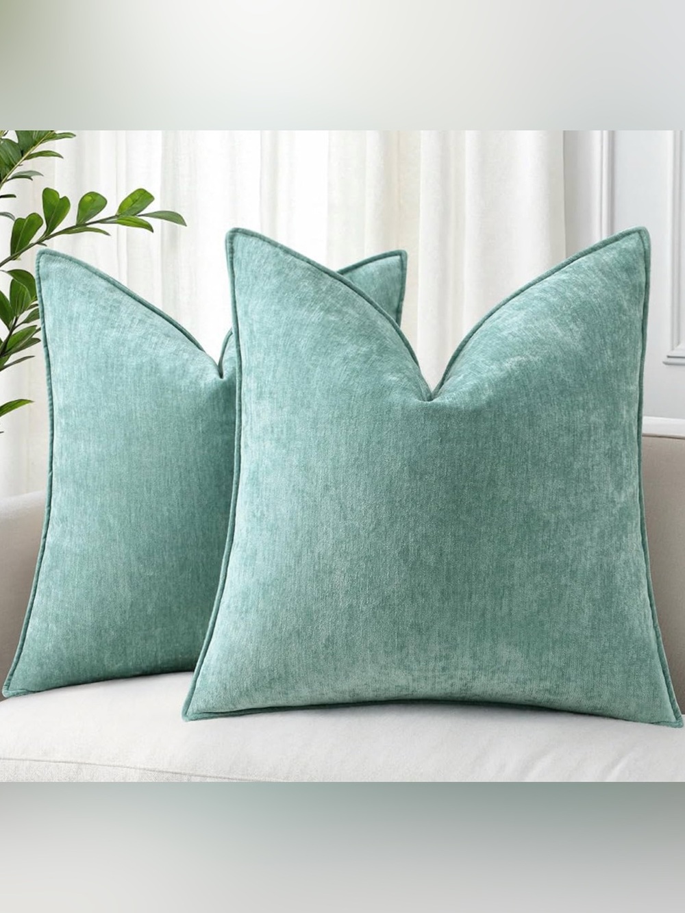 Throw Pillow Covers 18x18 Set of 2, Modern Farmhouse Aqua Haze
